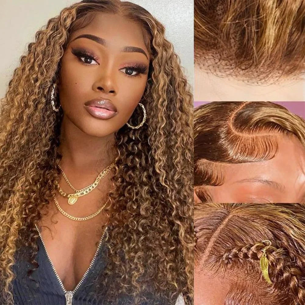 Honey Blonde Ombre Highlight Deep Wave 13x6 HD Lace Wig