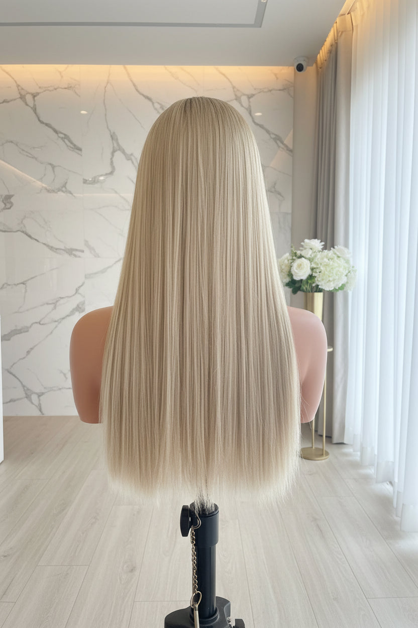 Ash Blonde Highlight Straight 13x6 HD Lace Front Wig