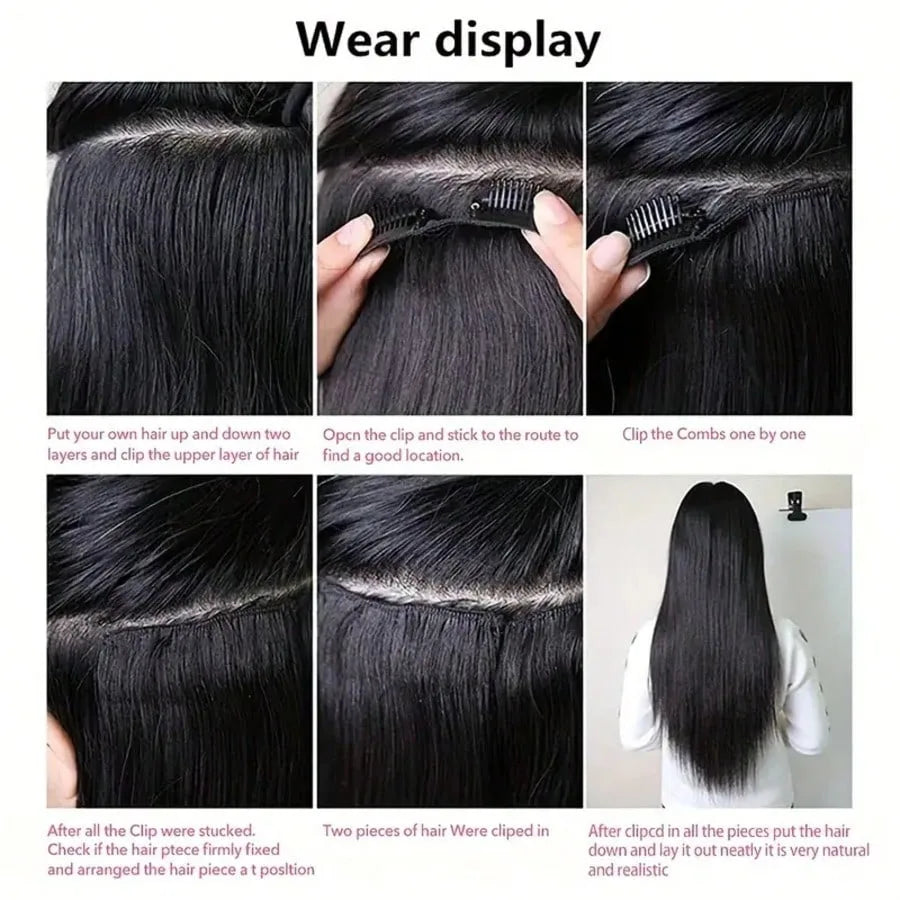 28 Inch Straight Clip-In Hair Extensions – 8pcs | 100% Human Hair | Multiple Colours