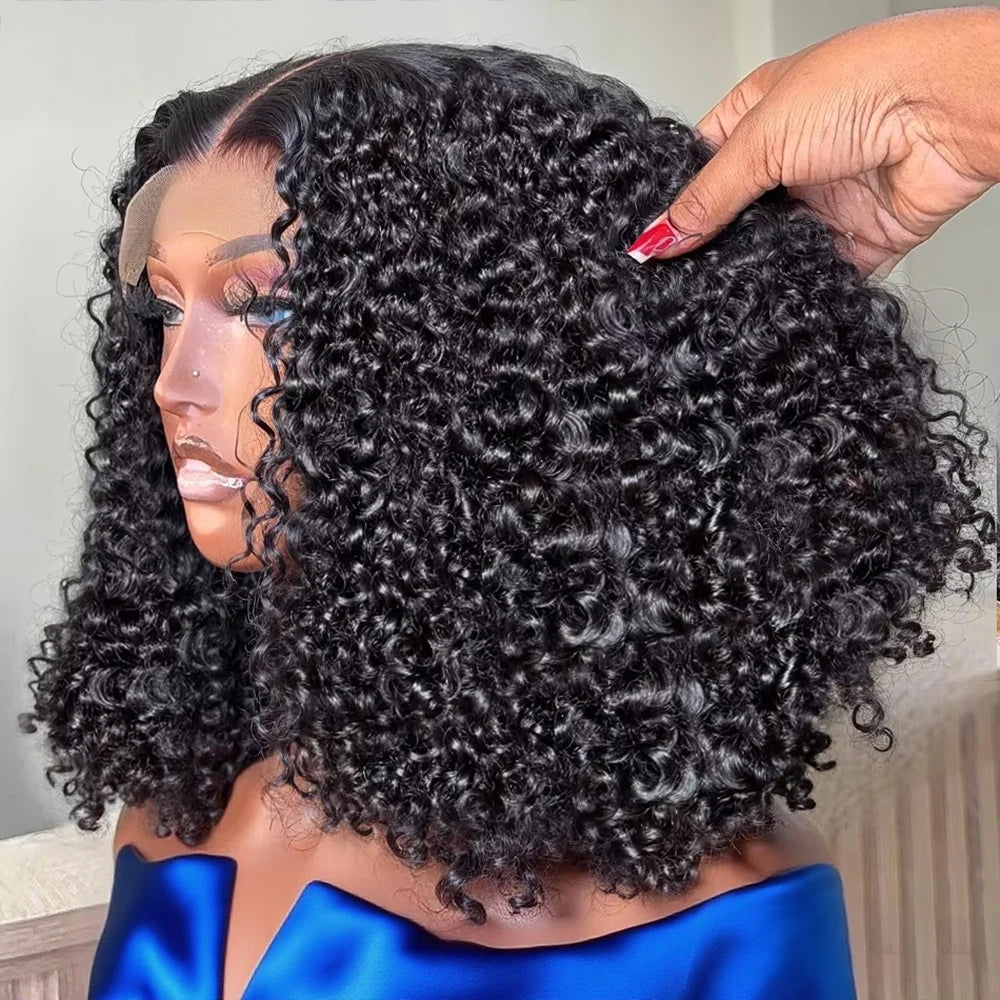 Curly Short Bob 13x4 Glueless Deep Wave Wig 250%