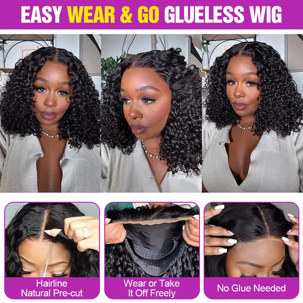 Curly Short Bob 13x4 Glueless Deep Wave Wig 250%