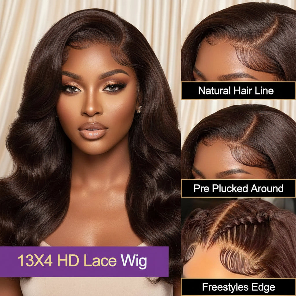 Chocolate Brown Body Wave 13x4 HD Lace Front Wig
