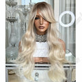 Platinum Blonde Ombre Curtain Bangs 13x6 Lace Wig