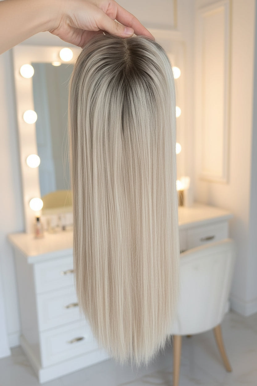 Ash Blonde Highlight Straight 13x6 HD Lace Front Wig