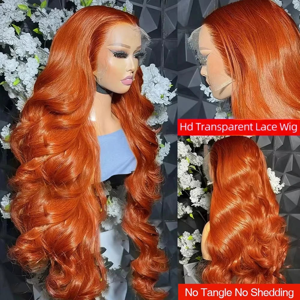 Ginger Orange 36 Inch Body Wave 13x4 Lace Front Wig