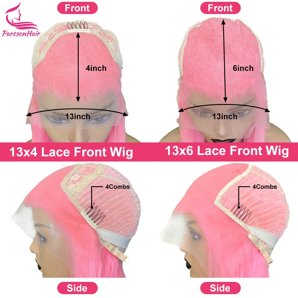 Highlight Ombre Pink Body Wave Lace Front Wig – 250% Density | 13x4 / 13x6 HD Lace | Remy Human Hair
