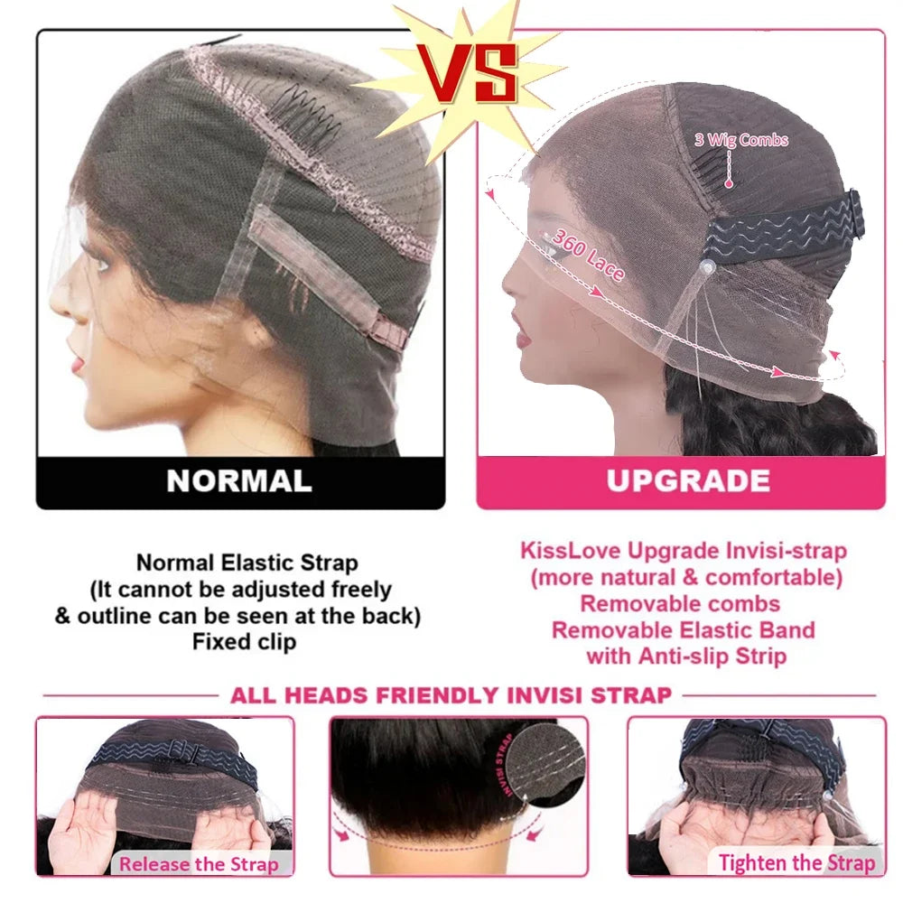 Deep Wave Glueless 360 Full Lace Wig 250% – Invisi Strap 18-36 Inch