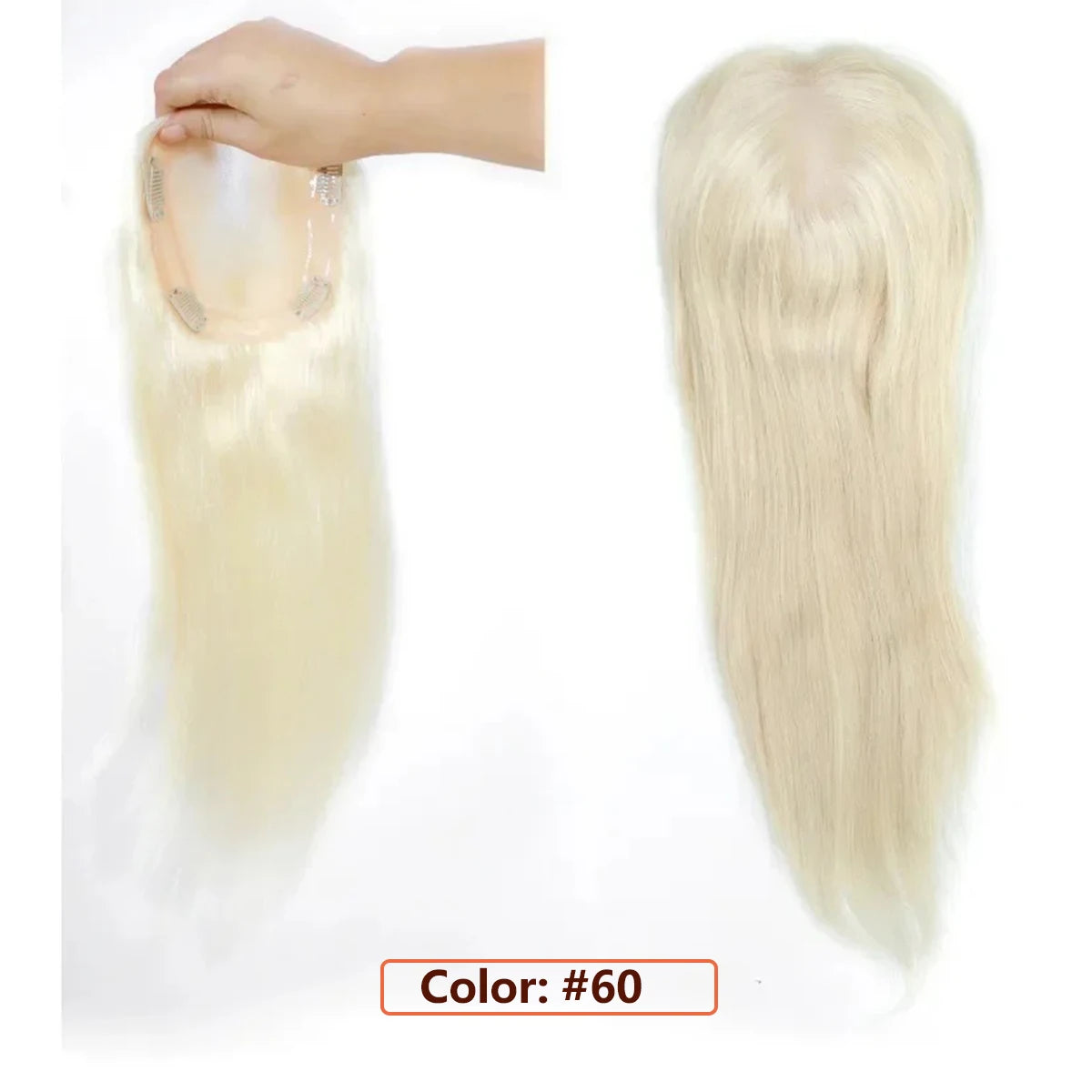 Human Hair Topper – Mono Base Clip-In for Thinning Hair