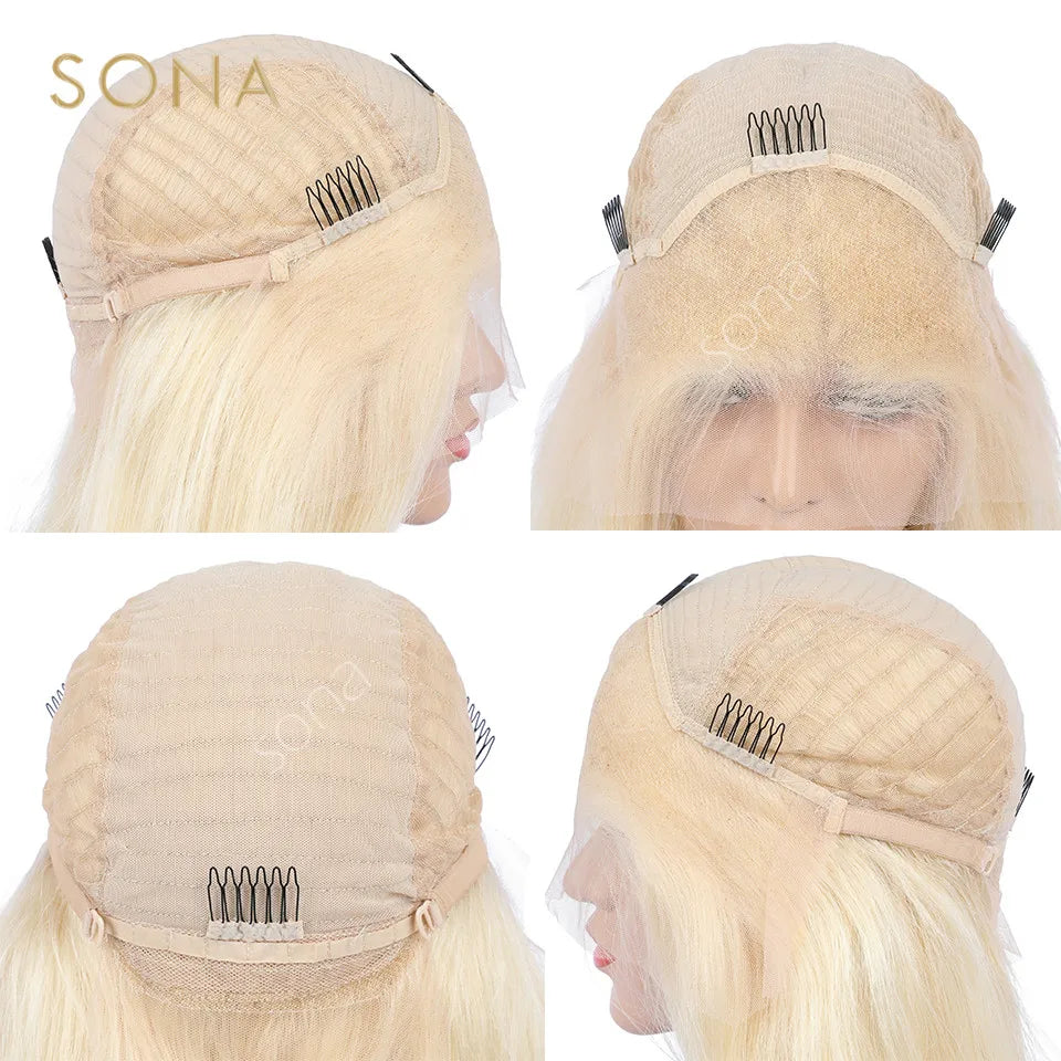 Silver White Ash Blonde Short Bob 13x6 Lace Front Wig