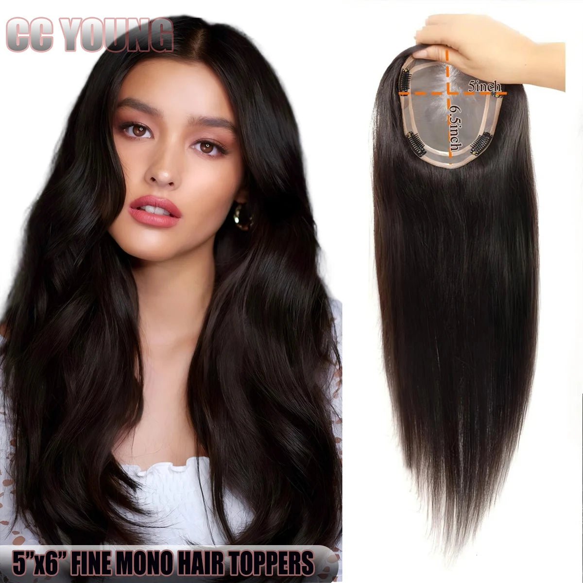 Human Hair Topper – Mono Base Clip-In for Thinning Hair
