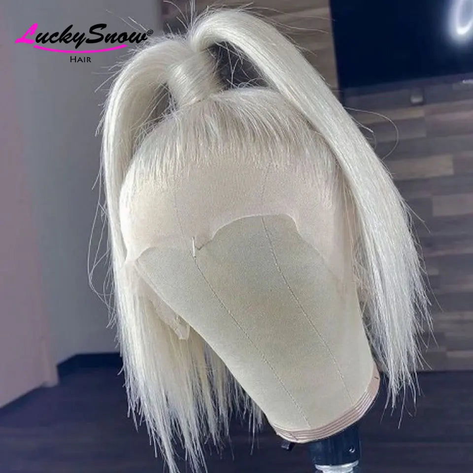 White Straight Short Bob 13x4 HD Lace Front Wig 180% – Human Hair
