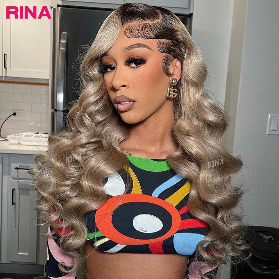 Ombre Ash Blonde Body Wave 13x6 HD Lace Front Wig