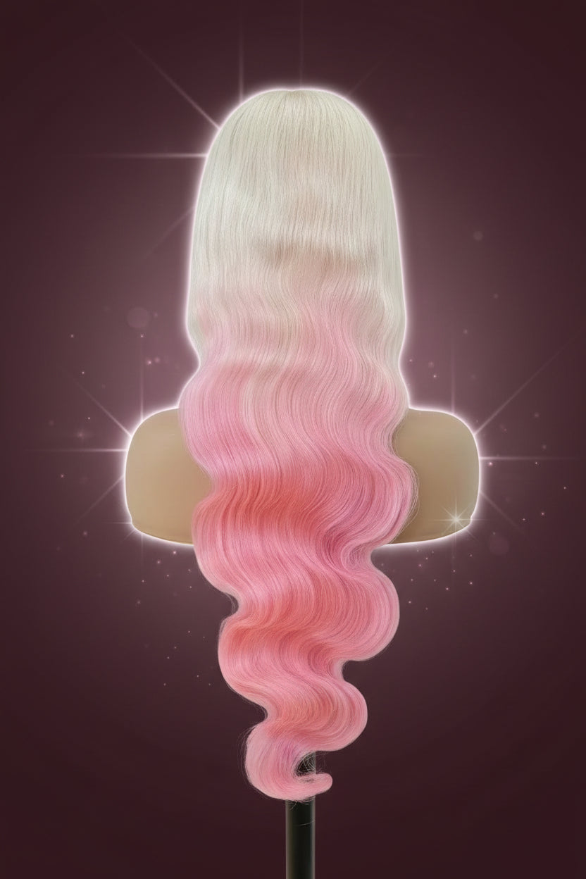 Highlight Ombre Pink Body Wave Lace Front Wig – 250% Density | 13x4 / 13x6 HD Lace | Remy Human Hair
