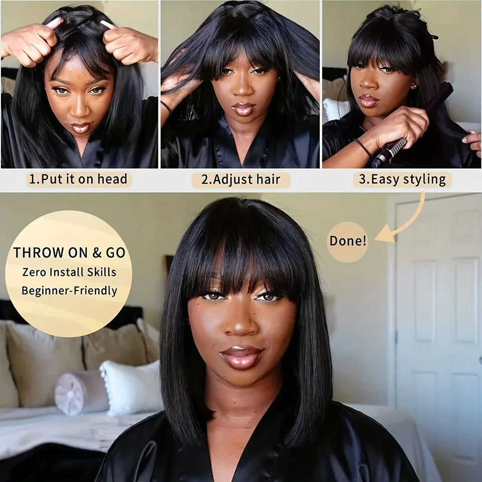 Straight Bob Lace Wig with Bangs