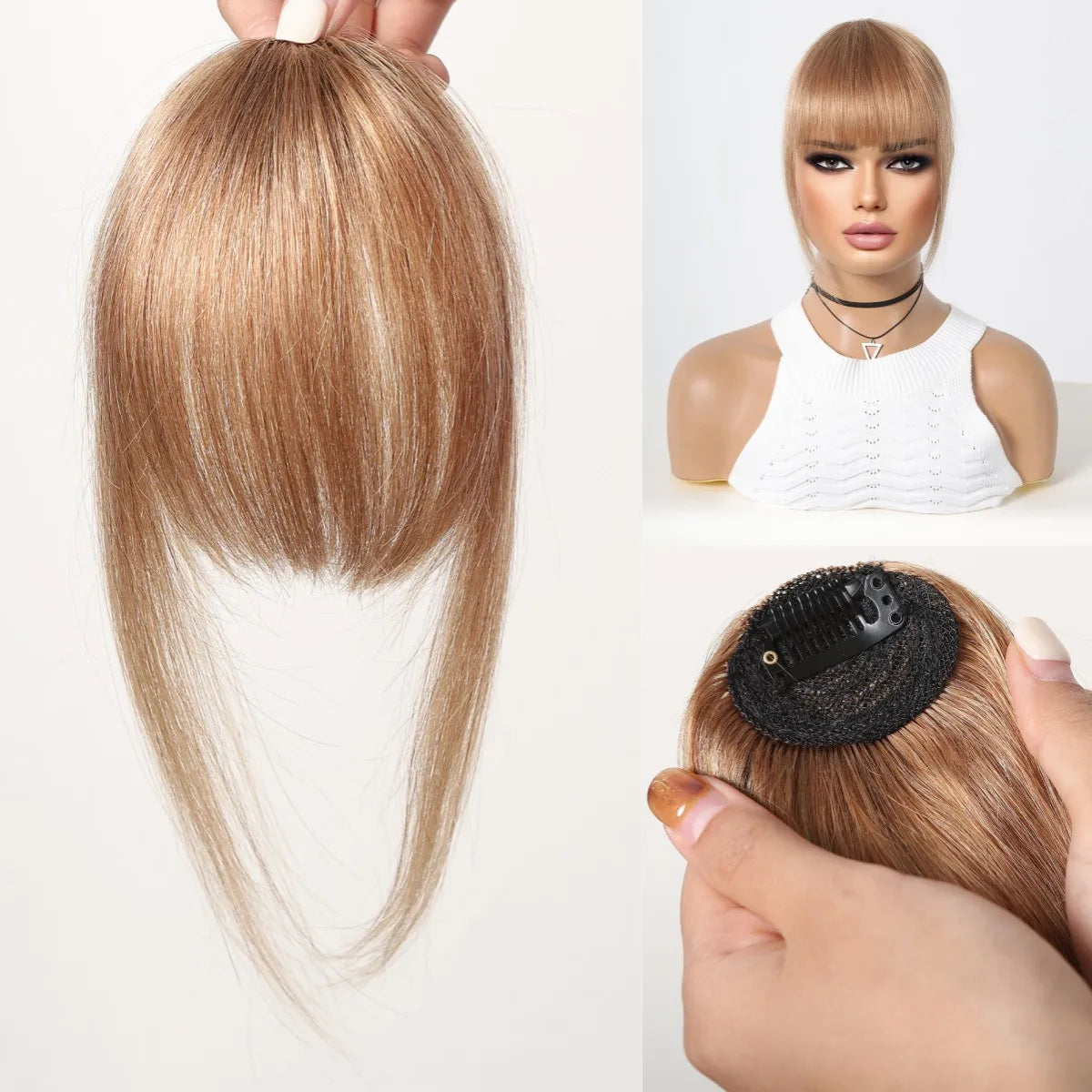 Platinum Blonde Air Fringe Bangs Clip-In – 4.5 Inch | 100% Remy Human Hair