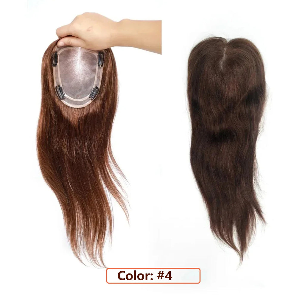 Human Hair Topper – Mono Base Clip-In for Thinning Hair