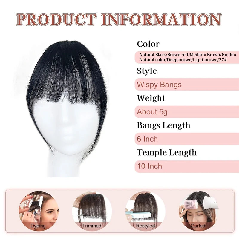 Invisible Air Bangs Clip-In Hair Extension – 100% Human Hair Fringe