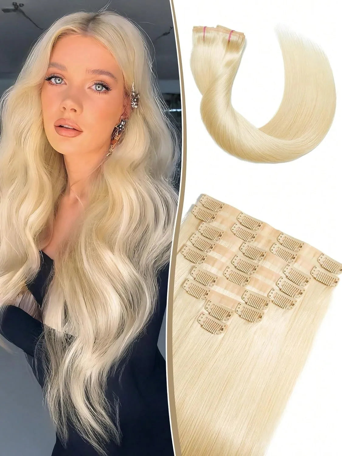 28 Inch Straight Clip-In Hair Extensions – 8pcs | 100% Human Hair | Multiple Colours