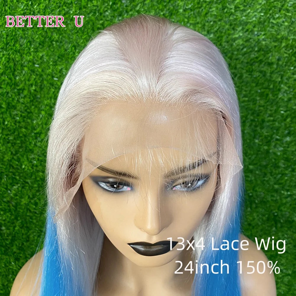 White Blue Gradient Straight 13x4/13x6 HD Lace Front Wig