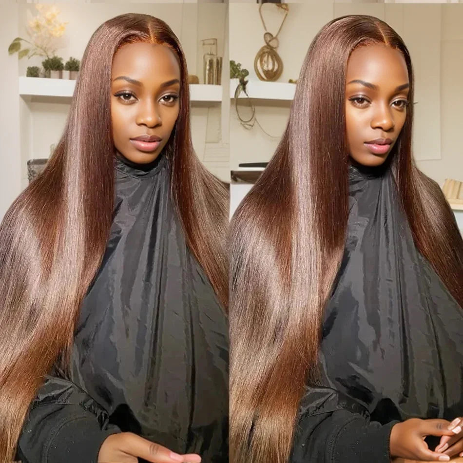 Chocolate Brown Straight 13x4/13x6 HD Lace Front Wig 30/36 Inch