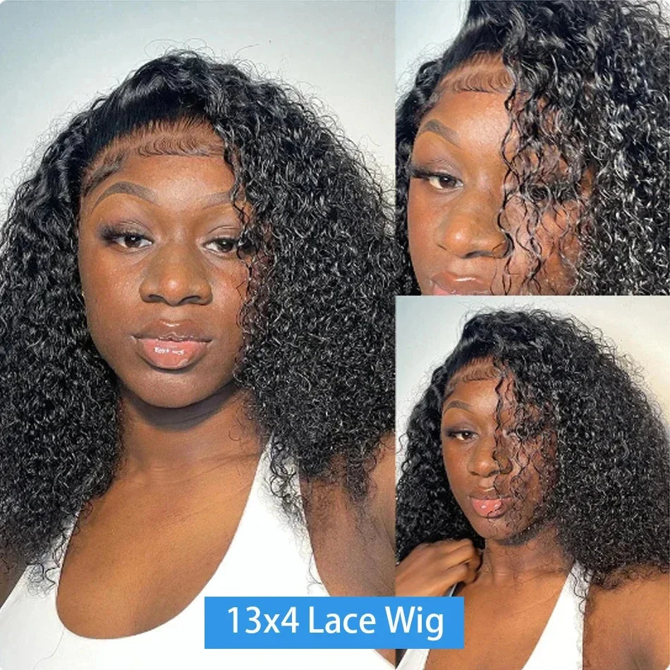 Curly Short Bob Wig – 220% Density | 13x4 HD Lace Front | 100% Brazilian Human Hair