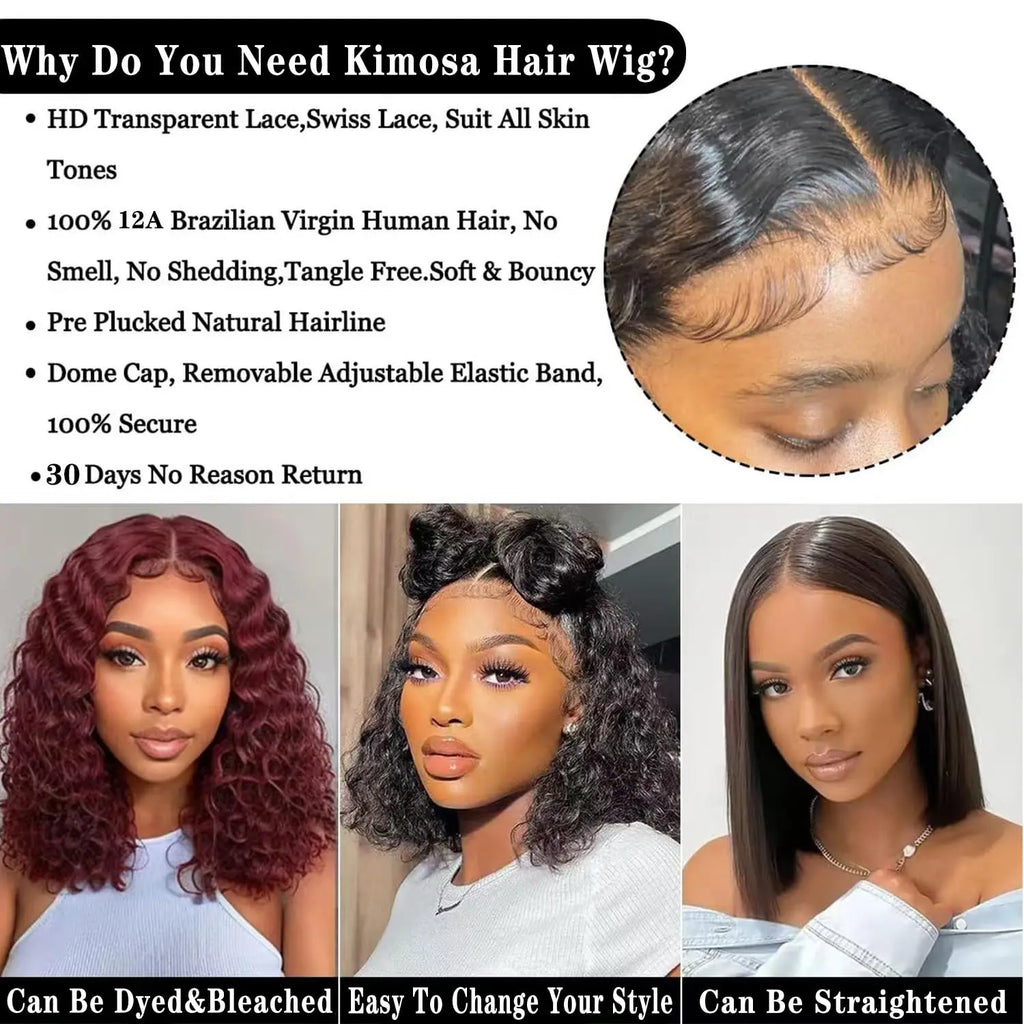 Deep Wave Bob Wig – 200% Density | 13x4 Invisible Lace Front | 100% Brazilian Virgin Hair