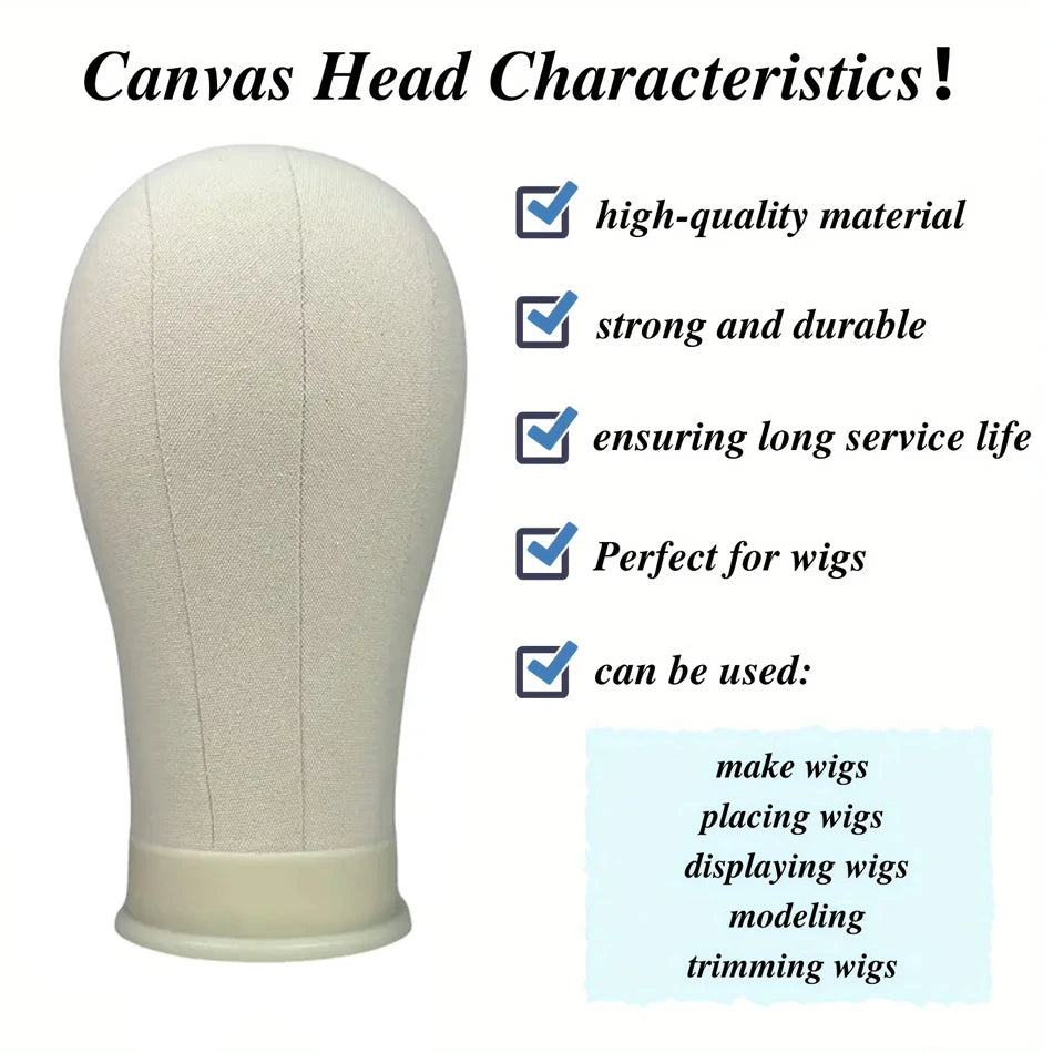 Soft Canvas Wig Head with Tripod Stand – 22 Inch | Adjustable Wig Styling Stand
