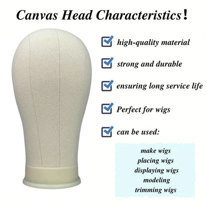 Soft Canvas Wig Head with Tripod Stand – 22 Inch | Adjustable Wig Styling Stand