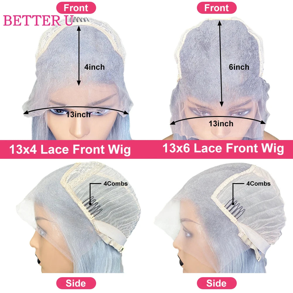 White Blue Gradient Straight 13x4/13x6 HD Lace Front Wig