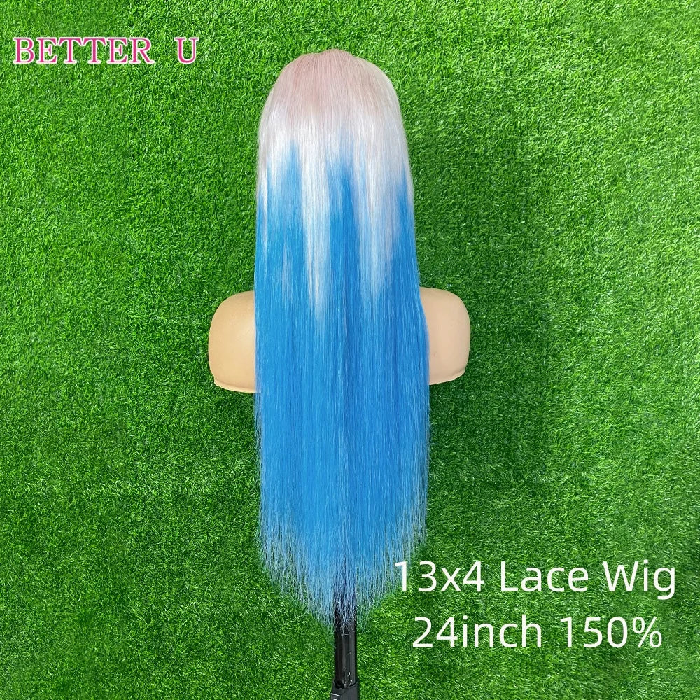 White Blue Gradient Straight 13x4/13x6 HD Lace Front Wig