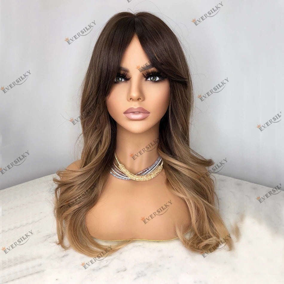 Natural Wave 13x6 Lace Front Wig with Curtain Bangs