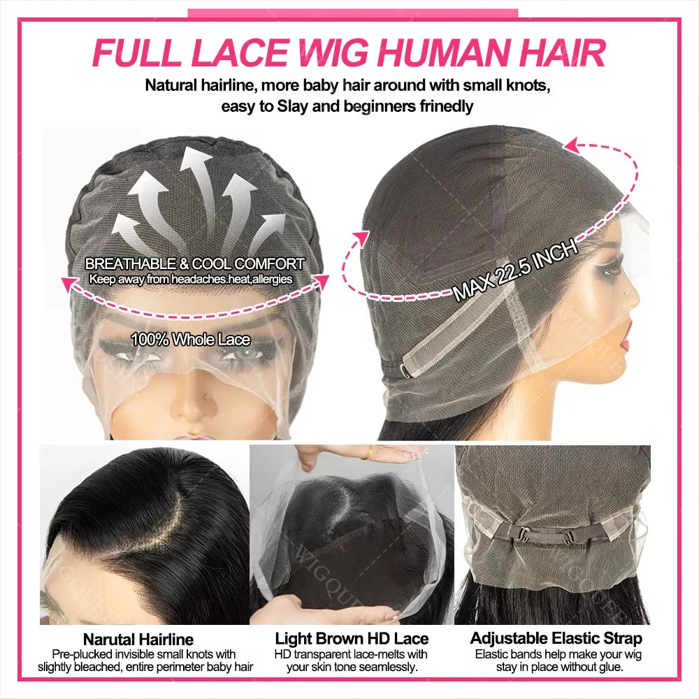 360 Full Lace Wig – Natural Black Straight Brazilian Remy Hair