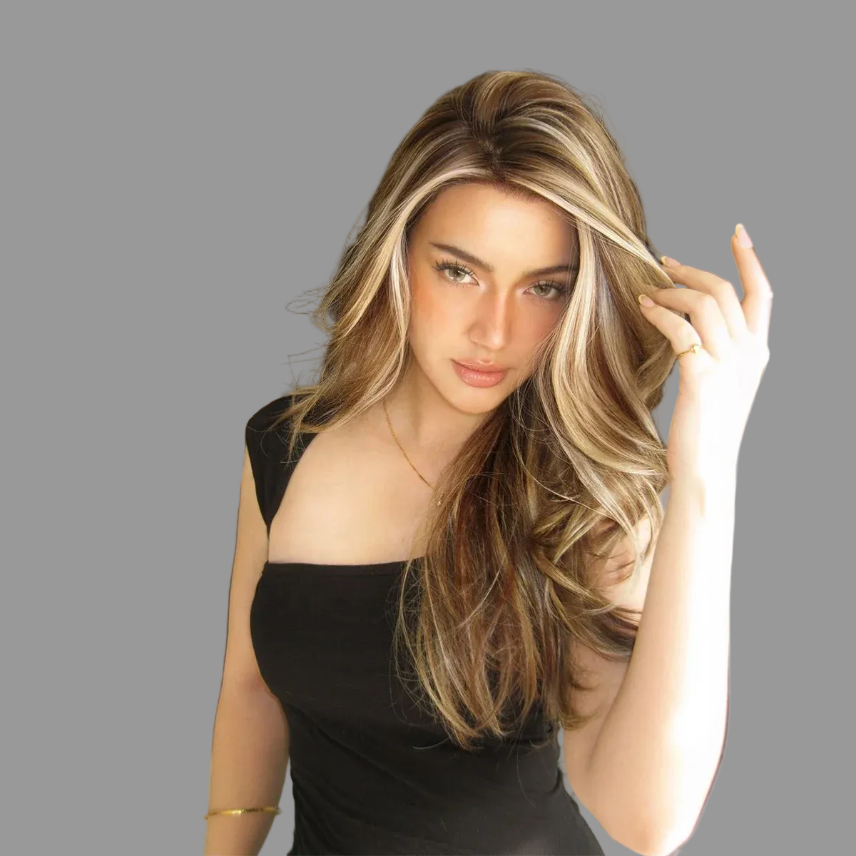 13×4 Lace Front Wig | Light Brown Gradient | Heat Resistant Synthetic | 28"
