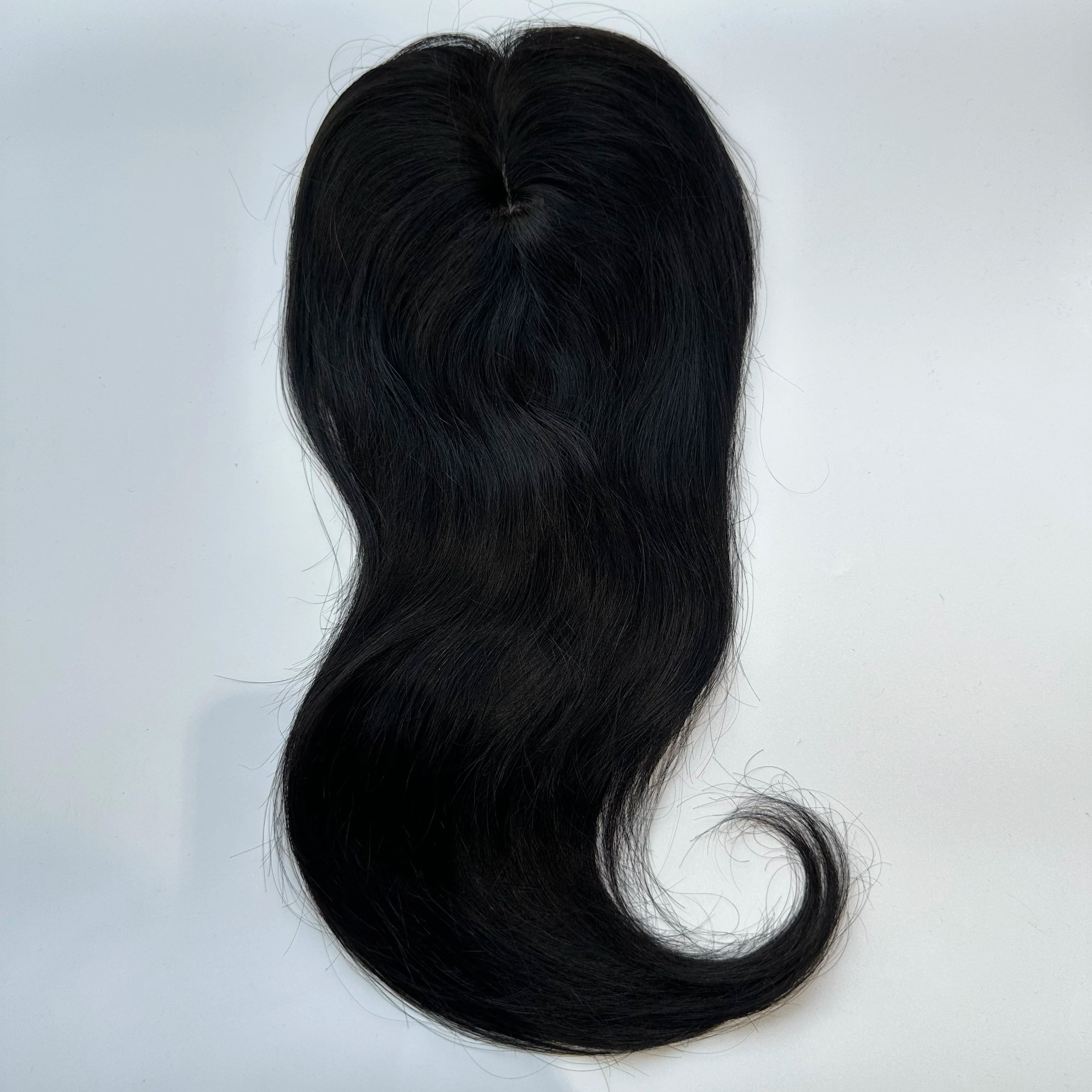 Blonde Straight Human Hair Topper with Bangs – Silk Base Clip-In