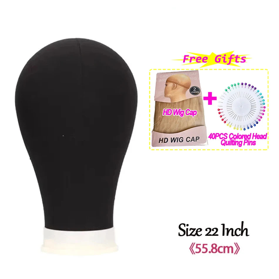 Soft Canvas Wig Head with Tripod Stand – 22 Inch | Adjustable Wig Styling Stand