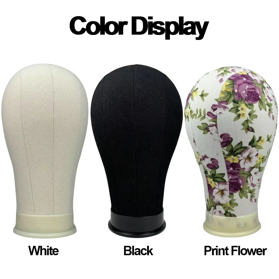 Soft Canvas Wig Head with Tripod Stand – 22 Inch | Adjustable Wig Styling Stand