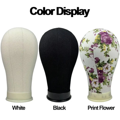 Soft Canvas Wig Head with Tripod Stand – 22 Inch | Adjustable Wig Styling Stand