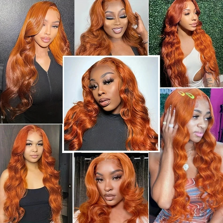 Ginger Orange 36 Inch Body Wave 13x4 Lace Front Wig
