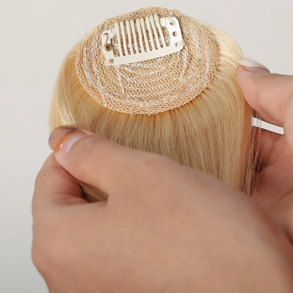Platinum Blonde Air Fringe Bangs Clip-In – 4.5 Inch | 100% Remy Human Hair