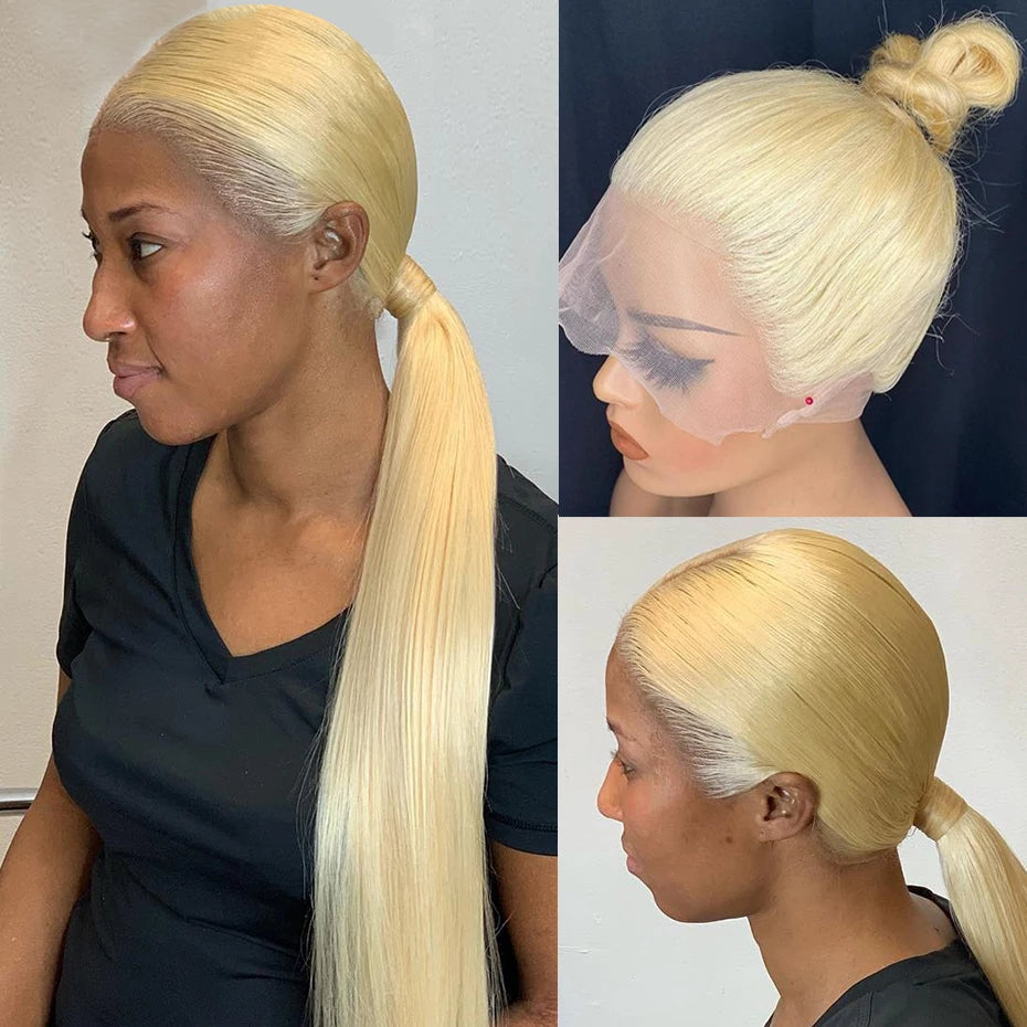 613 Honey Blonde Bone Straight 360 Lace Wig – Ponytail Capable