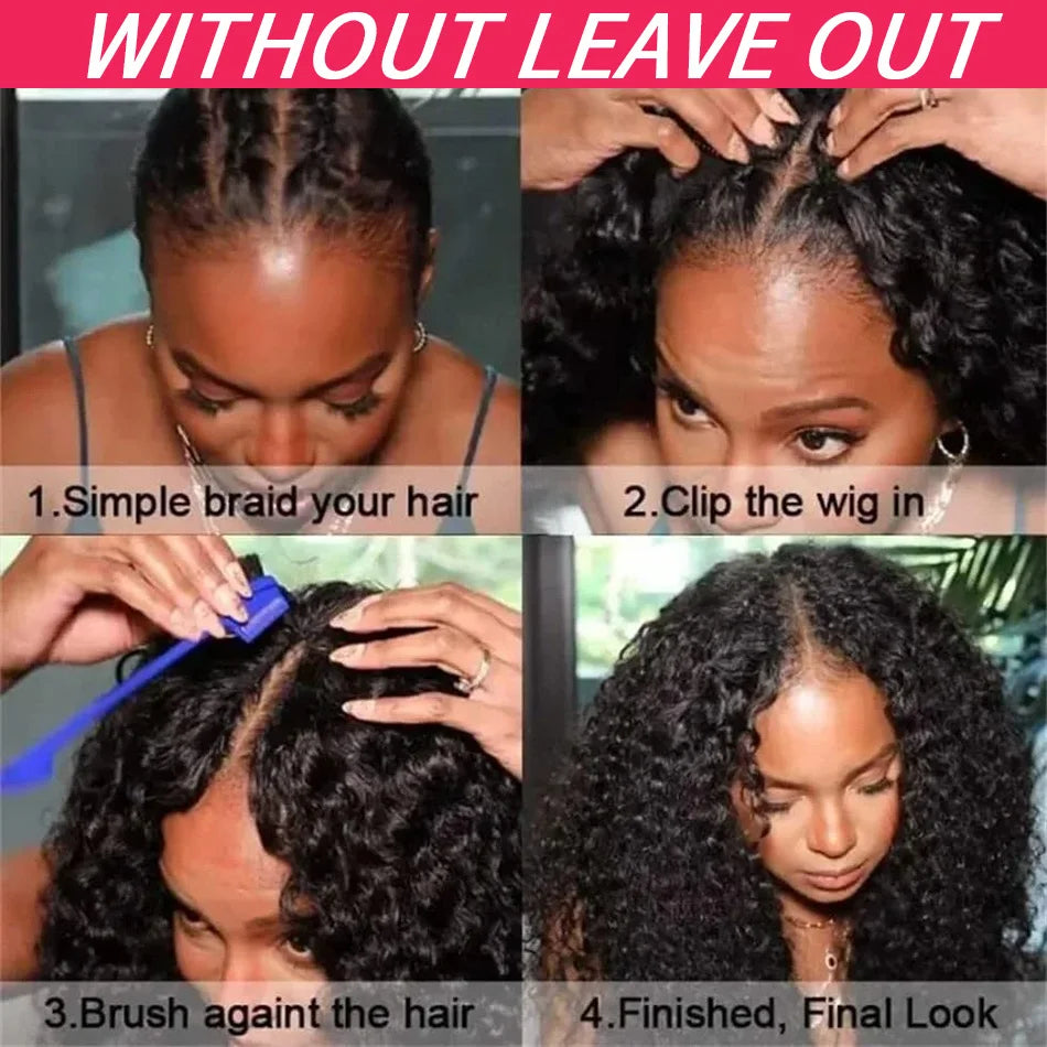 Curly V Part Wig – 210% Density | Glueless Brazilian Virgin Human Hair