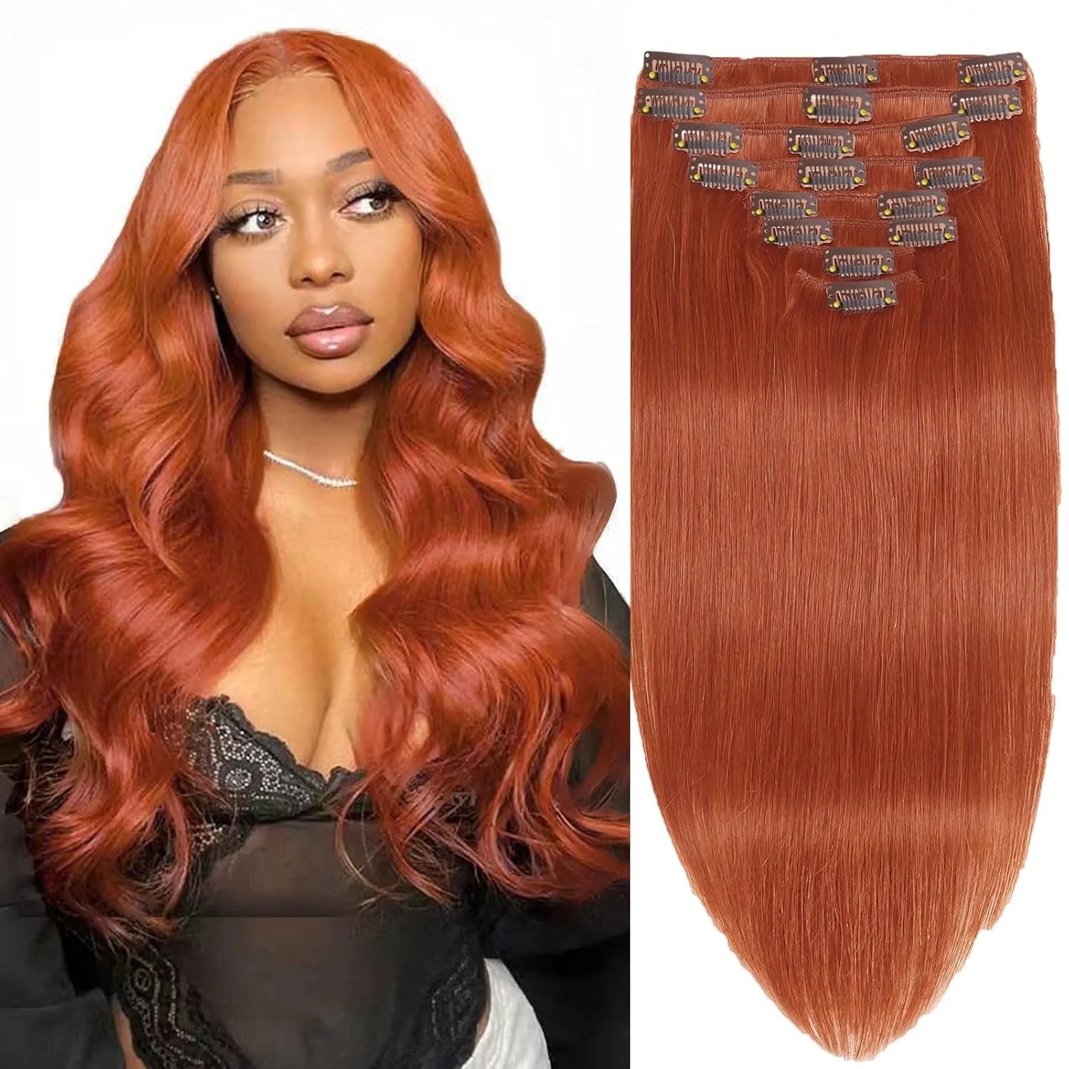 28 Inch Straight Clip-In Hair Extensions – 8pcs | 100% Human Hair | Multiple Colours