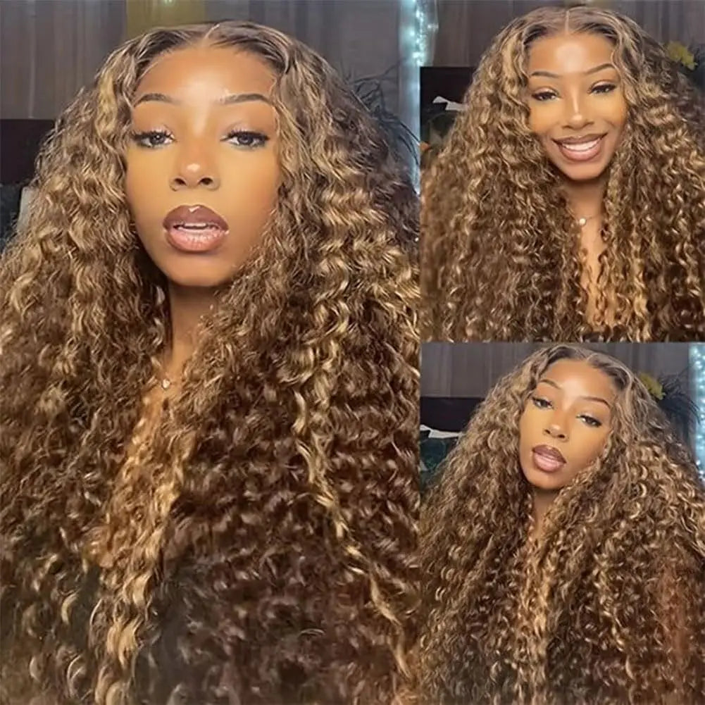 Honey Blonde Ombre Highlight Deep Wave 13x6 HD Lace Wig