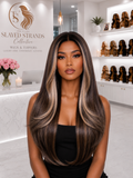 Vivienne | Long Straight Layered Synthetic Lace Front Wig – 13x4 Lace | 150% Density | 28 Inch
