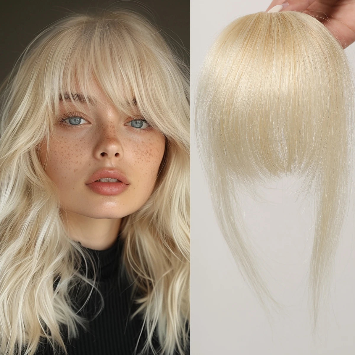 Platinum Blonde Air Fringe Bangs Clip-In – 4.5 Inch | 100% Remy Human Hair