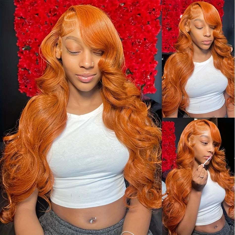 Ginger Orange 36 Inch Body Wave 13x4 Lace Front Wig