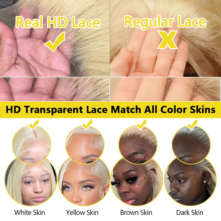 613 Honey Blonde Straight 13x6 HD Lace Front Wig 200%