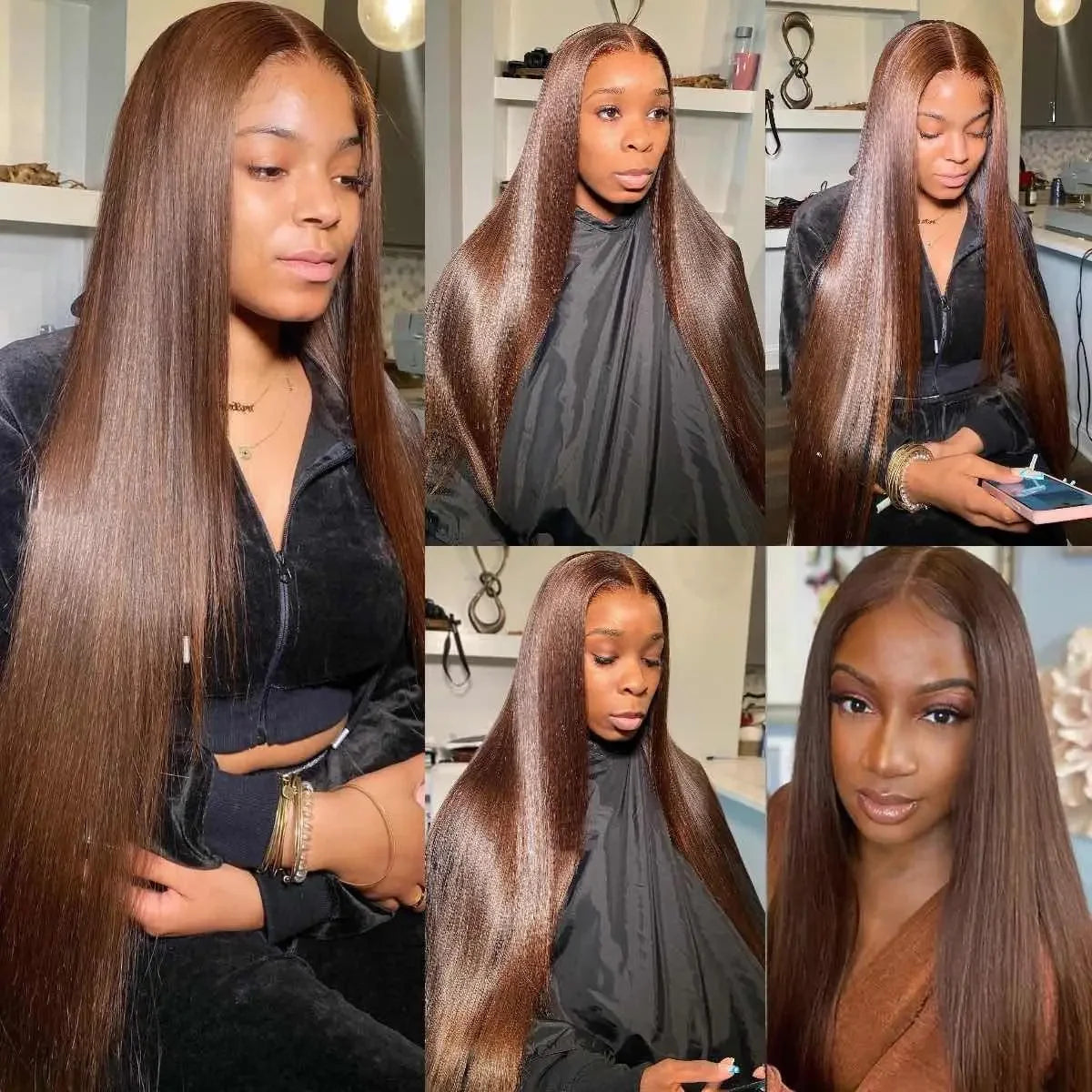 Chocolate Brown Straight 13x4/13x6 HD Lace Front Wig 30/36 Inch