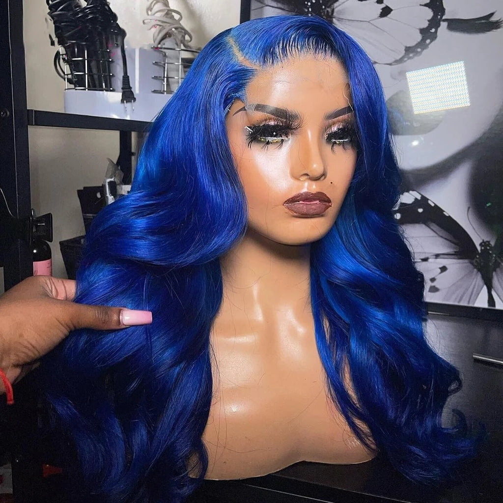 Electric Blue Body Wave Lace Front Wig – 13x4 HD Transparent Lace | 100% Brazilian Human Hair
