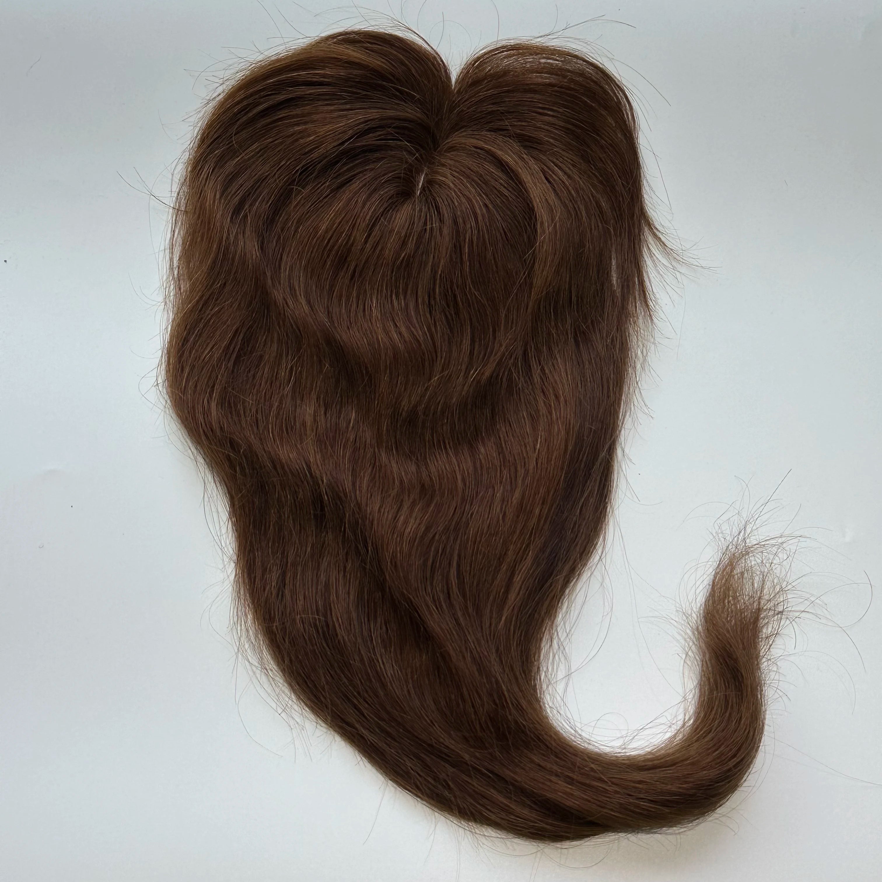 Blonde Straight Human Hair Topper with Bangs – Silk Base Clip-In